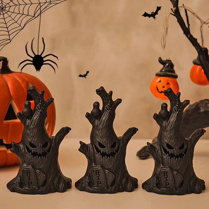 GhostStump – Træstub-Spøgelse LED Natlys til Halloween Dekoration