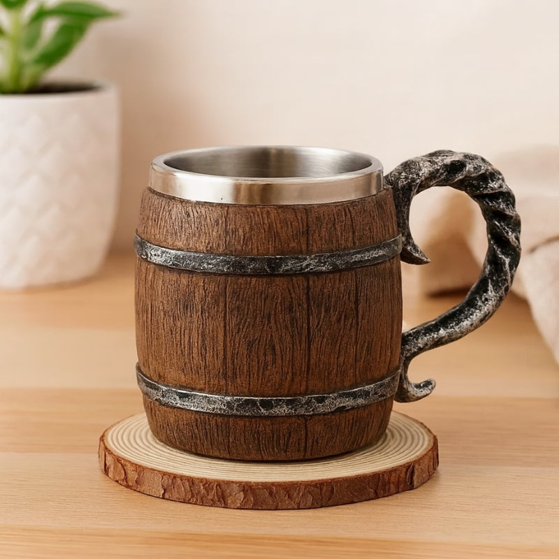 BrewHaven – Håndlavet træ-ølkrus med klassisk design