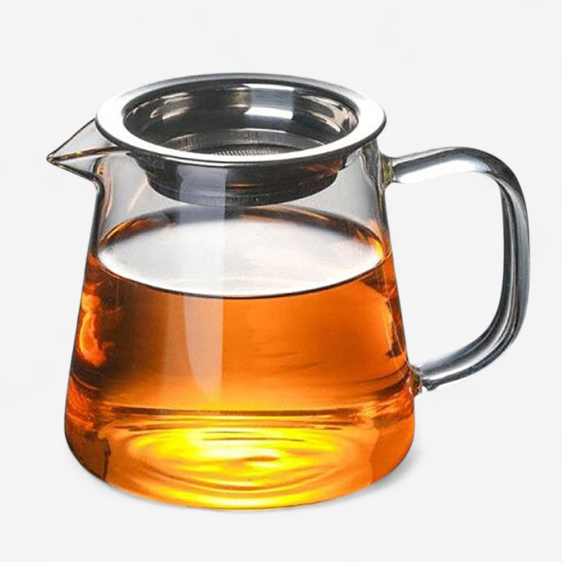 TeaGlow – Glas Tekande med Håndtag og Si Låg
