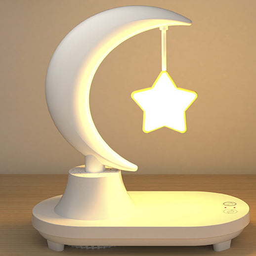 LunaSound - Trådløs måneformet LED-bordlampe med Bluetooth-højttaler og oplader