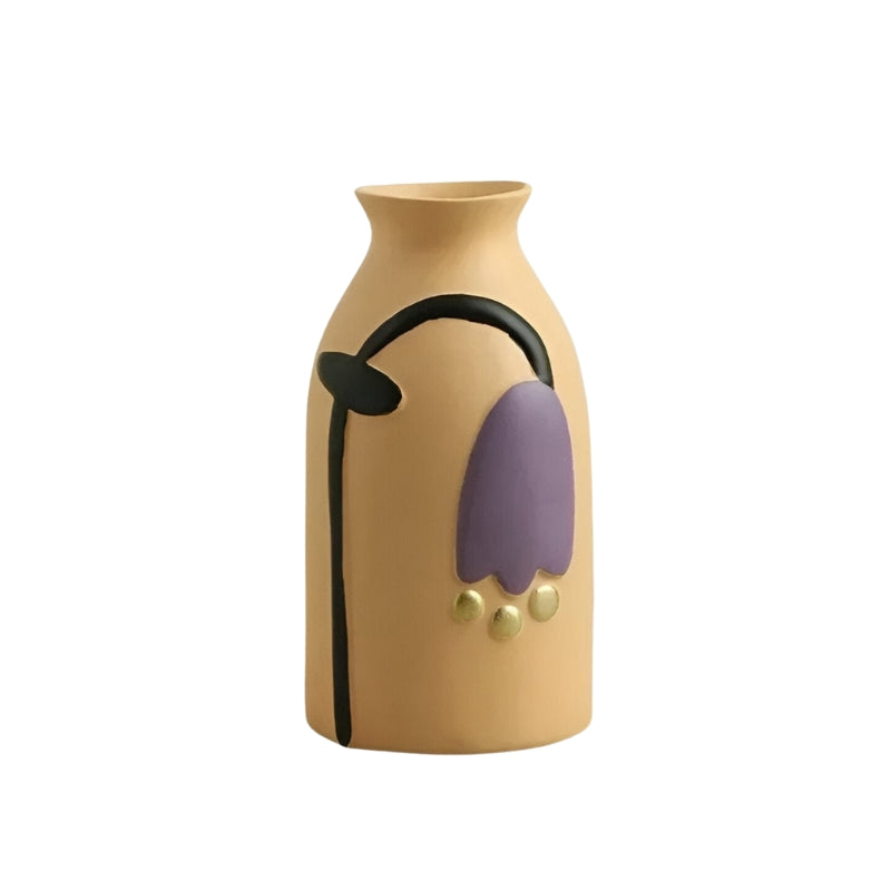 BloomBold – Håndmalet Keramisk Vase med Blomstermotiv i Flere Farver