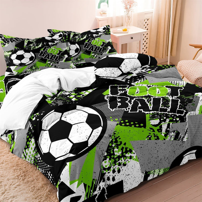 GoalMaster – Dynamisk Fodbold-Inspireret Duvet Cover og Pudebetræk Sæt for Sportsfans