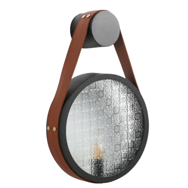 LumiStrap – Cirkulær Væglampe med Tekstureret Glas og Remdesign