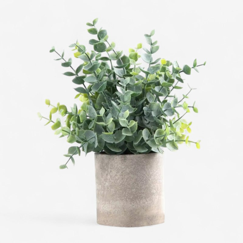 GreenEase – Sæt med 2 kunstige planter med steneffekt-krukker