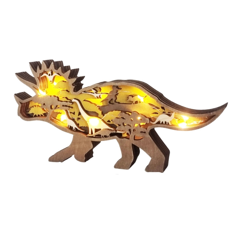 JurassicFun - 3D Træ-Dinosaur Natlampe med Touchkontrol LED