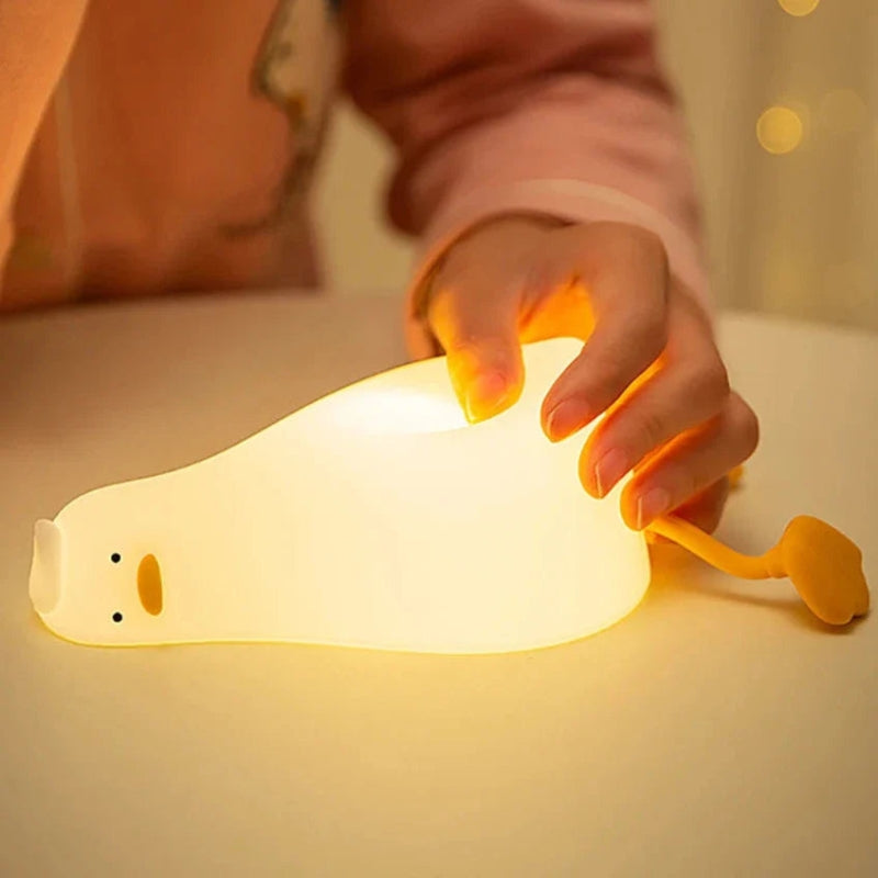 DuckGlow - Genopladelig siliconeand natlampe med blød glød