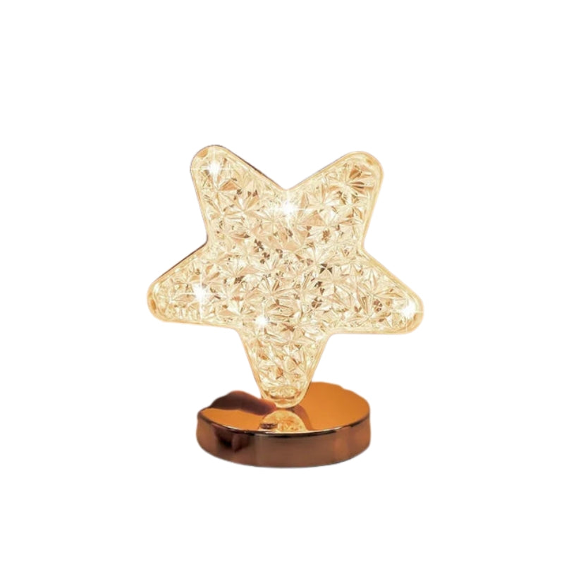 LumiCeleste – Bordlampe med måne og stjerne i krystal med varm LED-glød