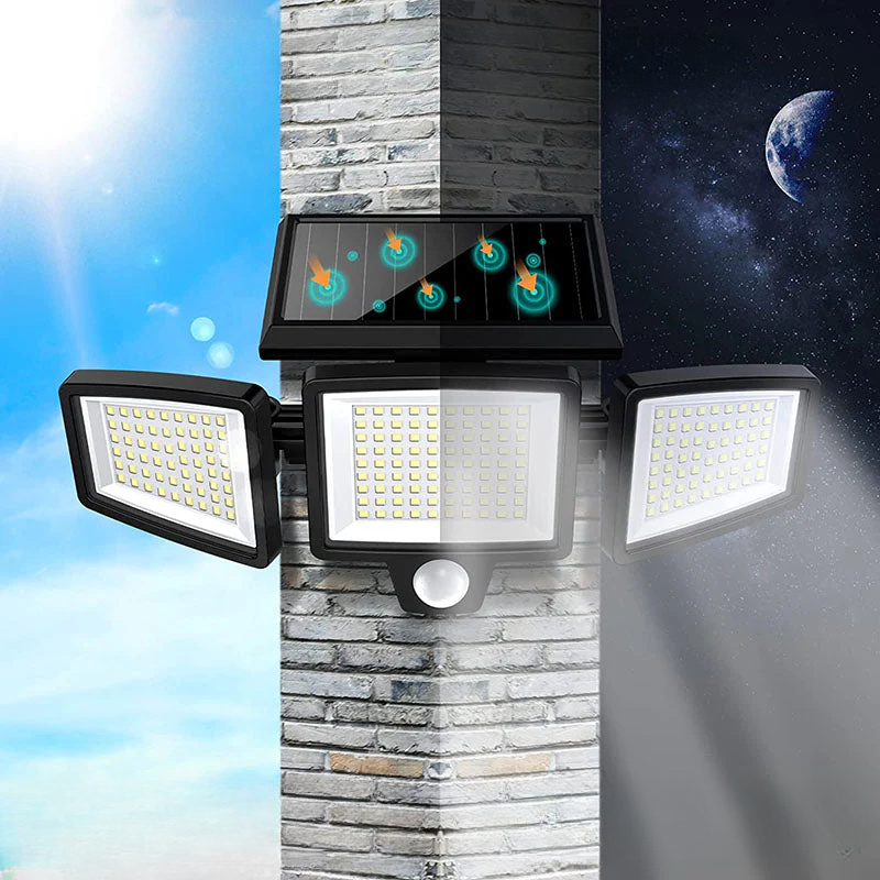 SunGuard – Trefoldet solcelledrevet LED-sikkerhedslampe med bevægelsessensor og fjernbetjening