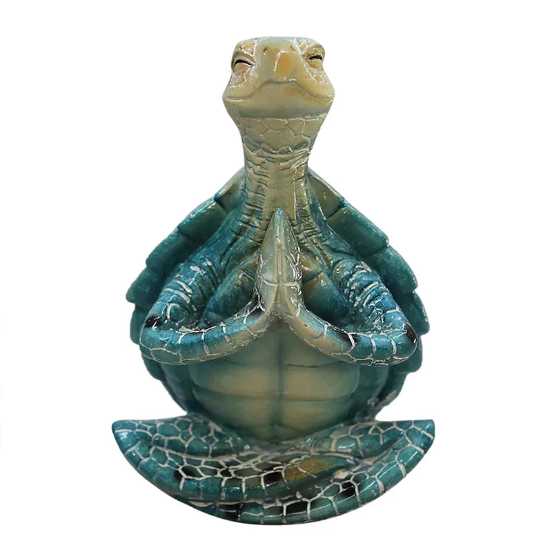 TranquilTurtle – Dekorativ skildpaddefigur i bedende stilling med detaljeret skaldesign