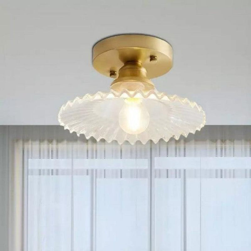 LumiPetal – Vintage loftlampe i rillede glas med messingfinish