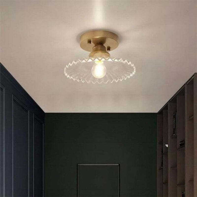 LumiPetal – Vintage loftlampe i rillede glas med messingfinish