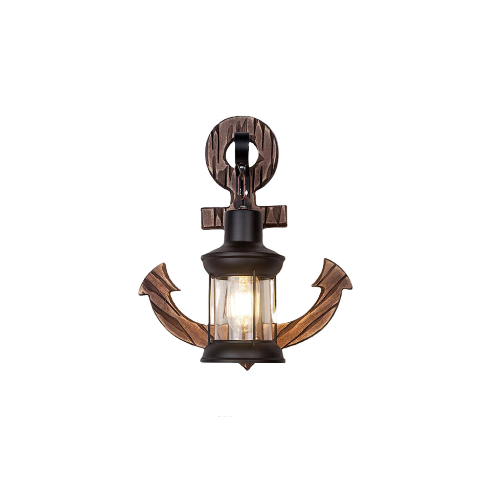 NautiGlow – Vintage ankerlanterne væglampe i træ og metal