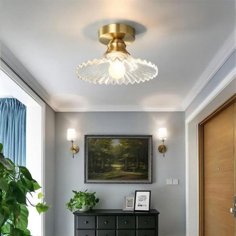 LumiPetal – Vintage loftlampe i rillede glas med messingfinish