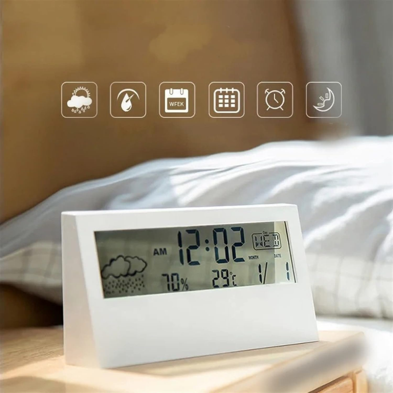 TimeSense - Moderne digitalur med temperatur- og luftfugtighedsvisning