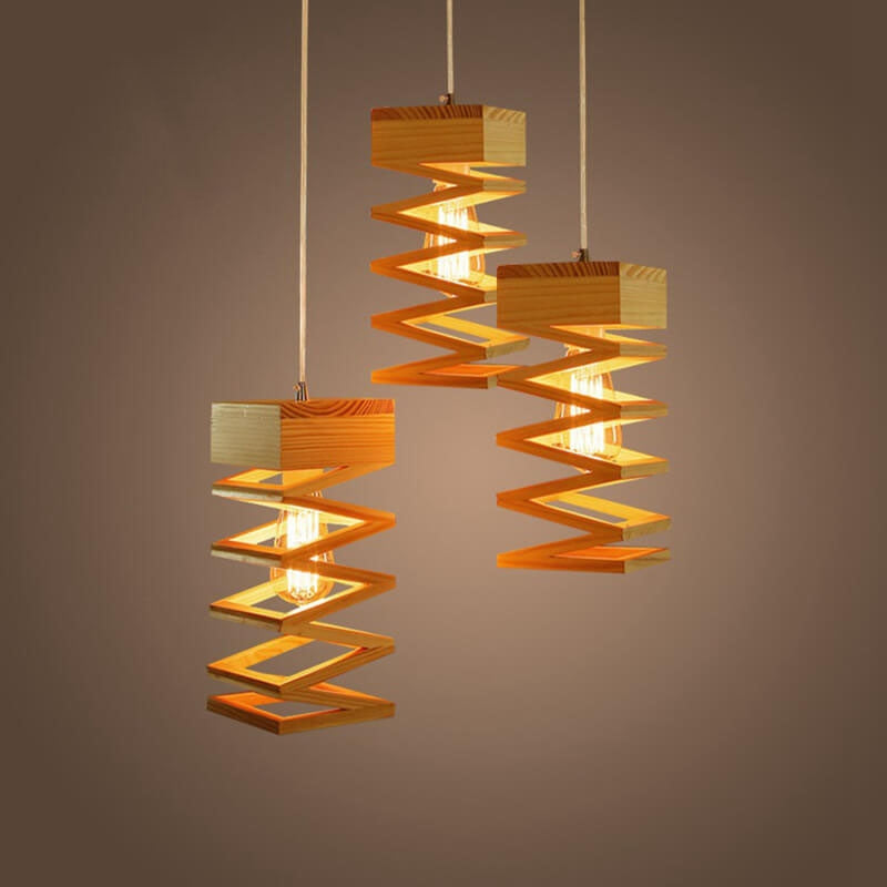 GeoWood – Moderne Geometrisk Pendellampe med Trædesign