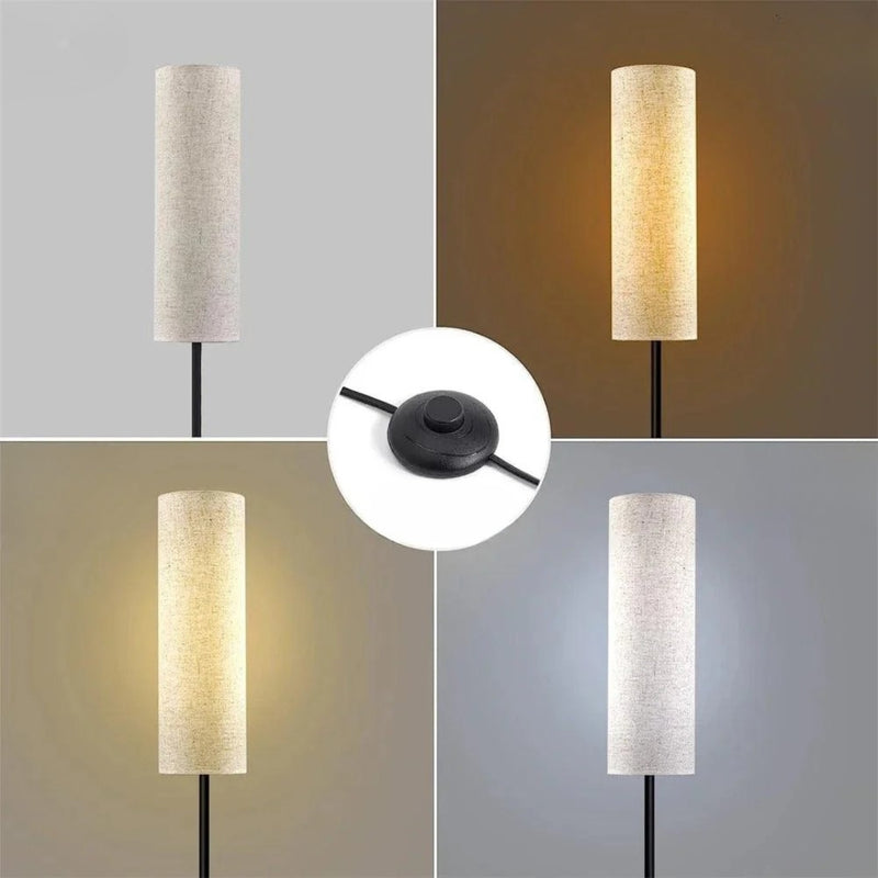 LumiGlow – Slank Gulvlampe med Cylindrisk Skærm for Blød Stemningsbelysning