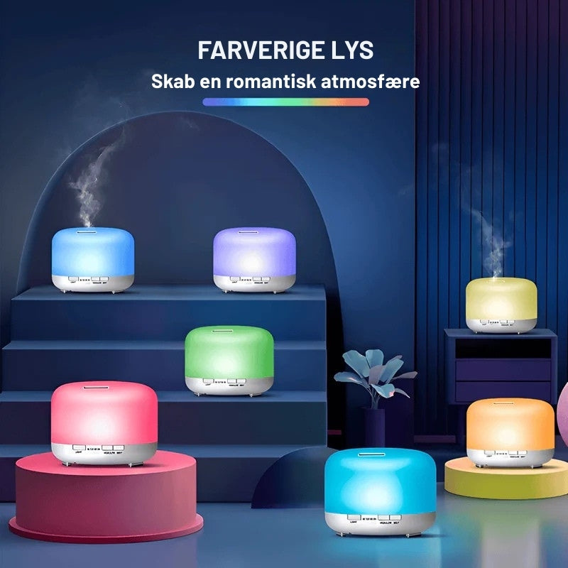 MistVibe – Fjernstyret aromaspreder med Bluetooth-højttaler og omgivende belysning