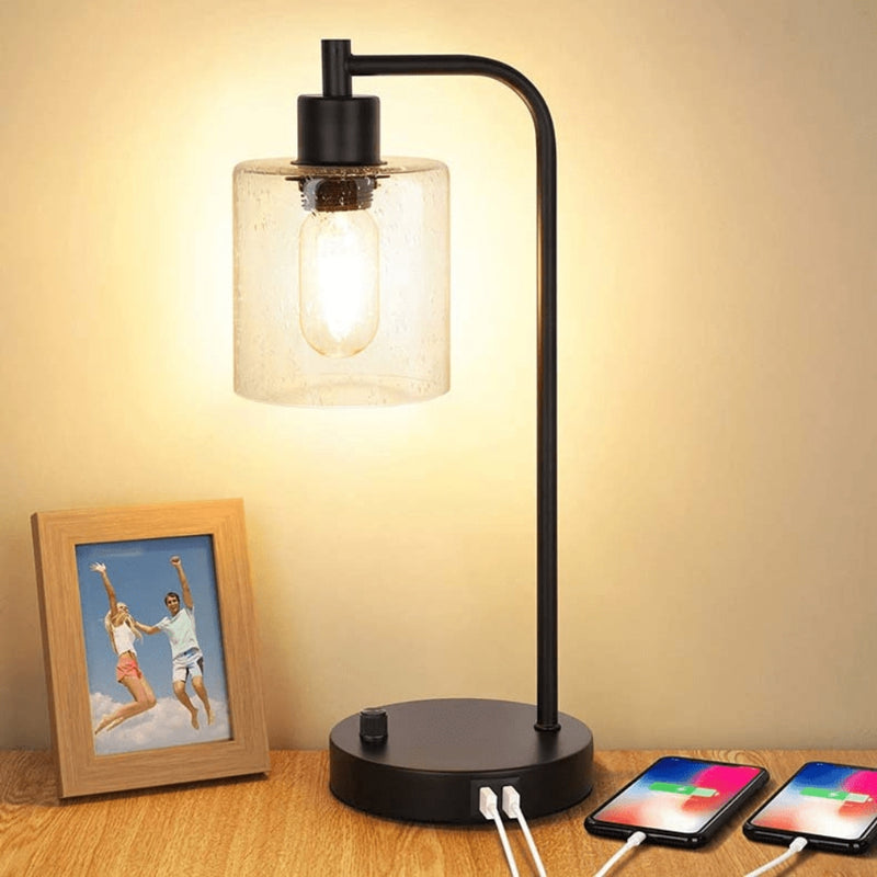 LumoDesk - Stilfuld LED-lampe med glasskærm og praktiske USB-porte til den moderne bolig