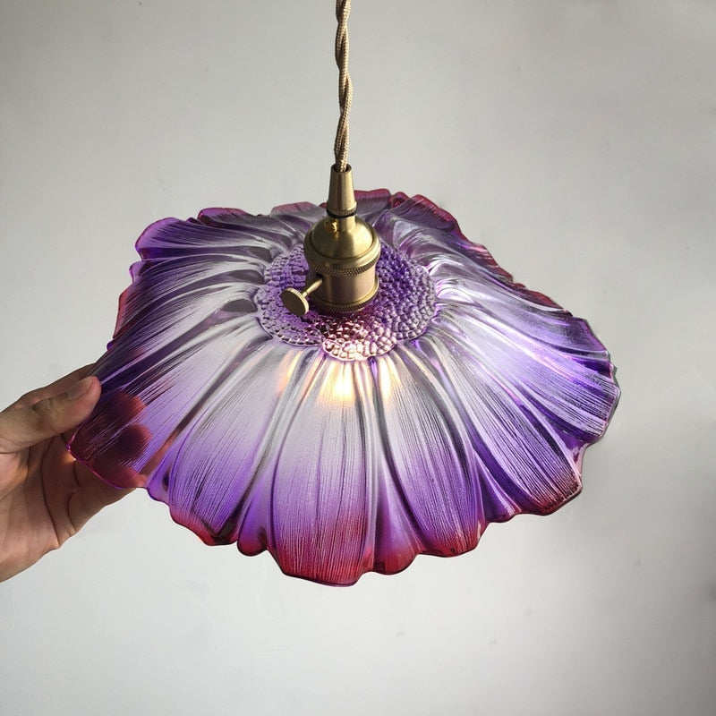 HanaGlow – Japansk glaspendel med blomsterdesign og justerbar ledning