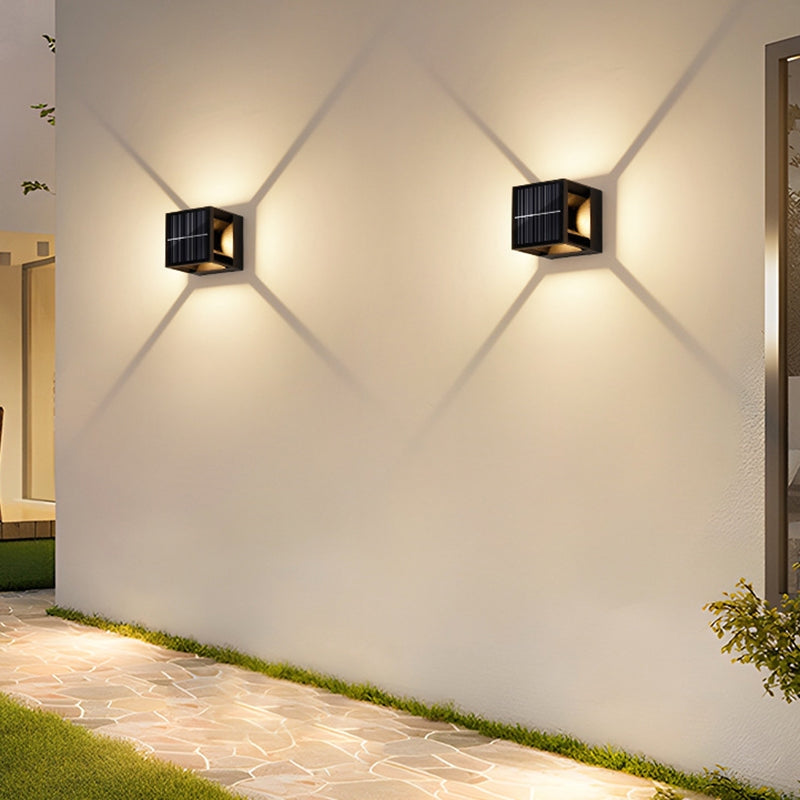 SolarCube – Minimalistisk vandtæt LED-væglampe til udendørs terrasse og hegn