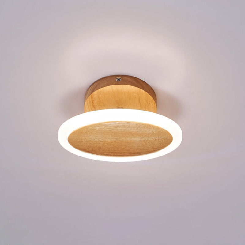 LumaWood – Cirkulær LED Loftlampe med Trædetalje