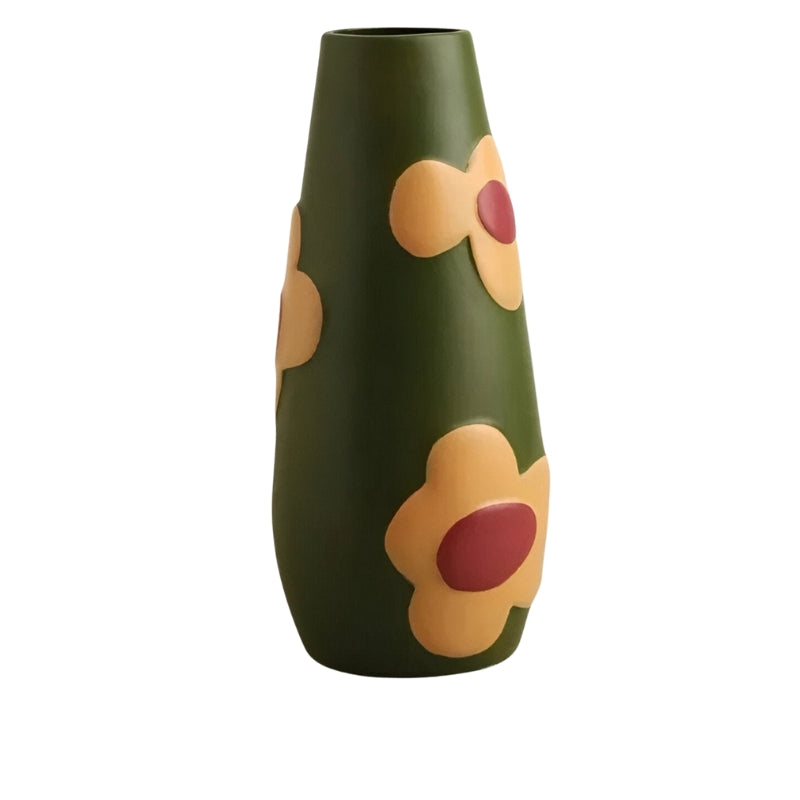 BloomBold – Håndmalet Keramisk Vase med Blomstermotiv i Flere Farver