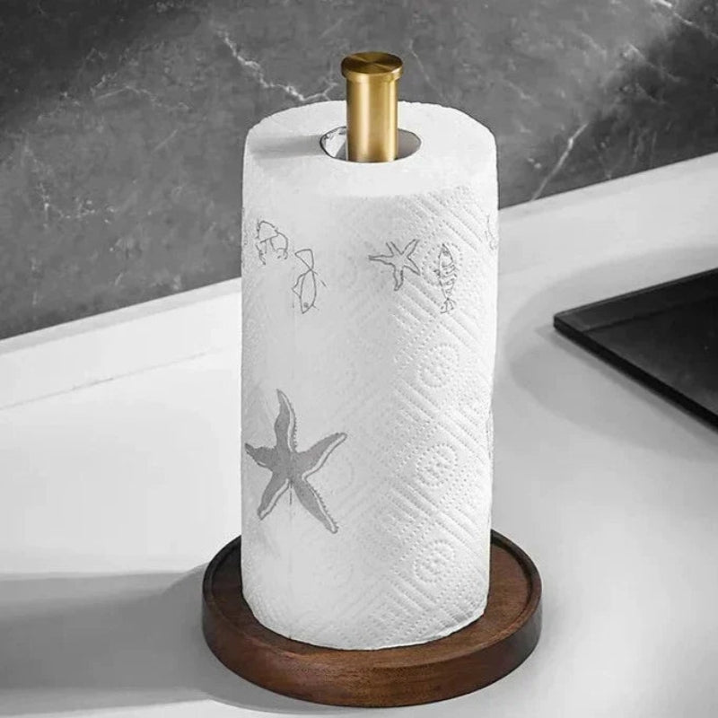 WalnutCraft – Håndlavet Valnød Papirholder med Rustfrit Stål