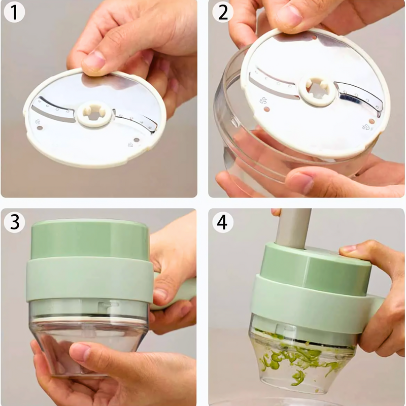 QuickChop - Trådløs 4 i 1 grøntsagsskærer til ubesværet tilberedning af måltider