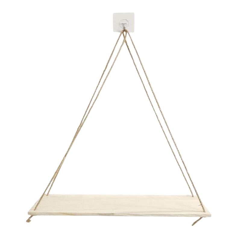 SwingShelf – Hængende Træhylde med Minimalistisk Rebdesign