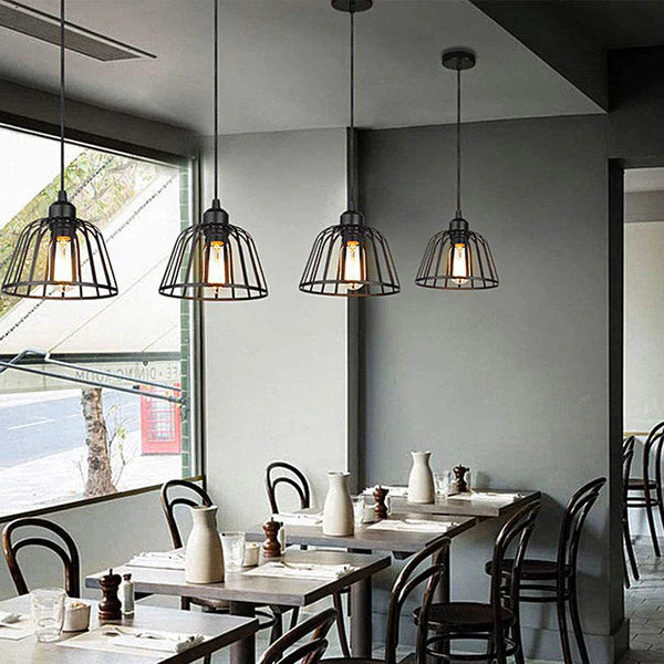 IronCage - Vintage inspireret sort LED lysekrone