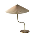 LumiCone – Moderne bordlampe med stofskærm og guldbase