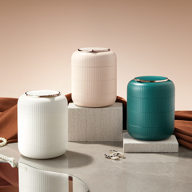 StackGlam – Stabelbar smykkebeholder med flere lag med kompakt spejl og elegant design