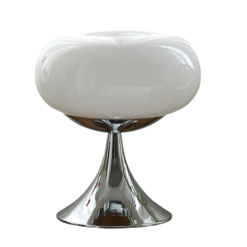 LumiJoy – Bordlampe med metal- og glasstruktur og integreret LED