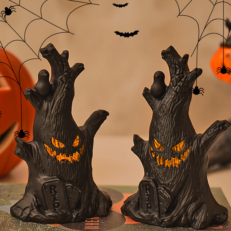 GhostStump – Træstub-Spøgelse LED Natlys til Halloween Dekoration
