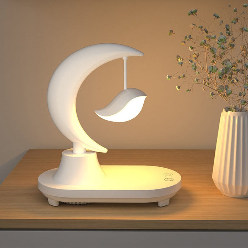 LunaGlow – Moderne Art Deco Bordlampe formet som Måne med LED