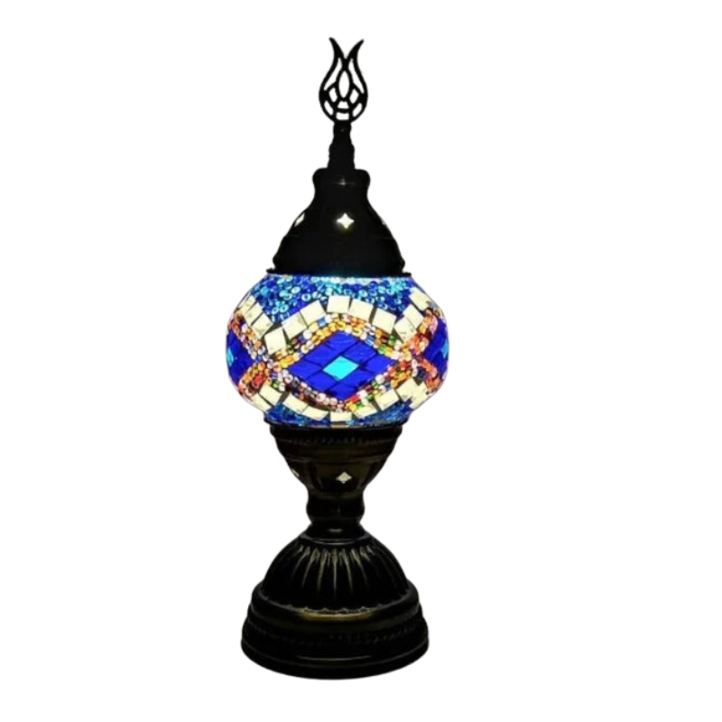Artivio – Flerfarvet glasbordlampe med jernfod