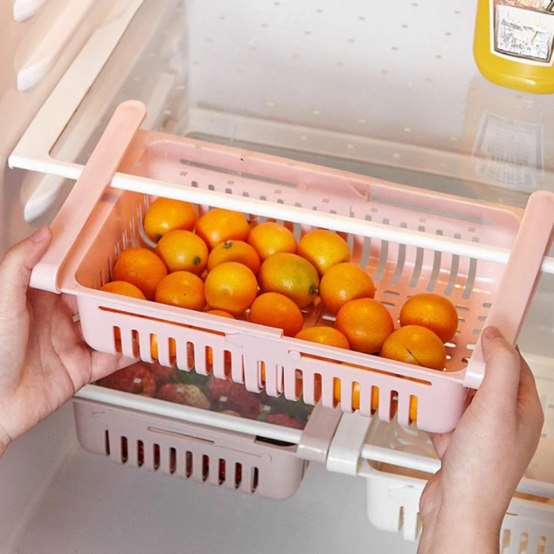FridgeFlex – Smart køleskabsorganiseringsskuffe med brugerdefineret opbevaring