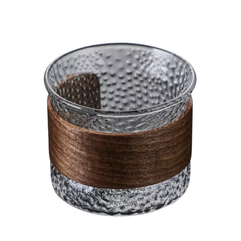 WoodFlow – Håndlavet Tumbler-Glas Sæt med Trædetalje og 130 ml Kapacitet