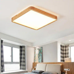 LumiWood – 16” 40W LED trælignende flad firkantet loftslampe