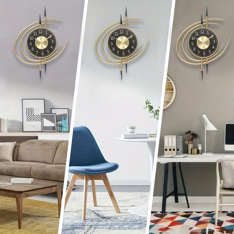 StellarArc – Stille, kunstnerisk vægur med skulpturelt design i sort og guld