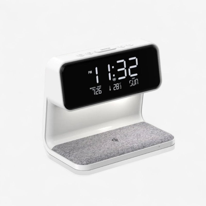 LumiTime - 3 i 1 Natlys med Trådløs Oplader og Digitalt Ur