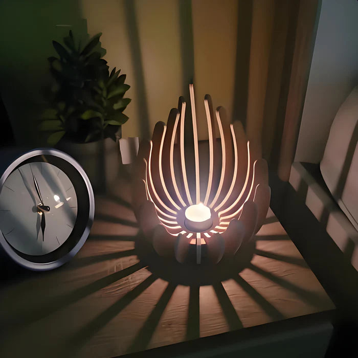LumoLotus – Boheme-inspireret trælotus lysestage