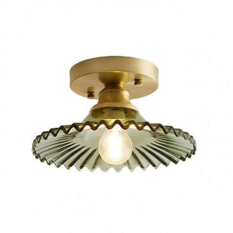 LumiPetal – Vintage loftlampe i rillede glas med messingfinish