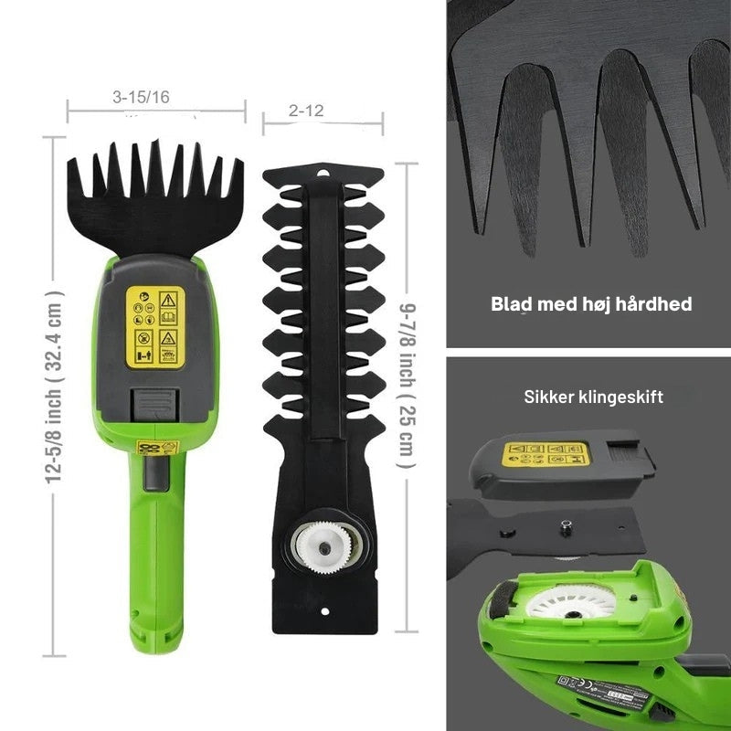 GrassPro – Batteridrevet ledningsfri trimmer med justerbart håndtag