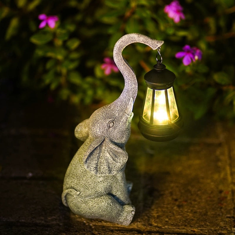SolarTusks – Solcelledrevet Elefant Statue med LED Lys til Haver