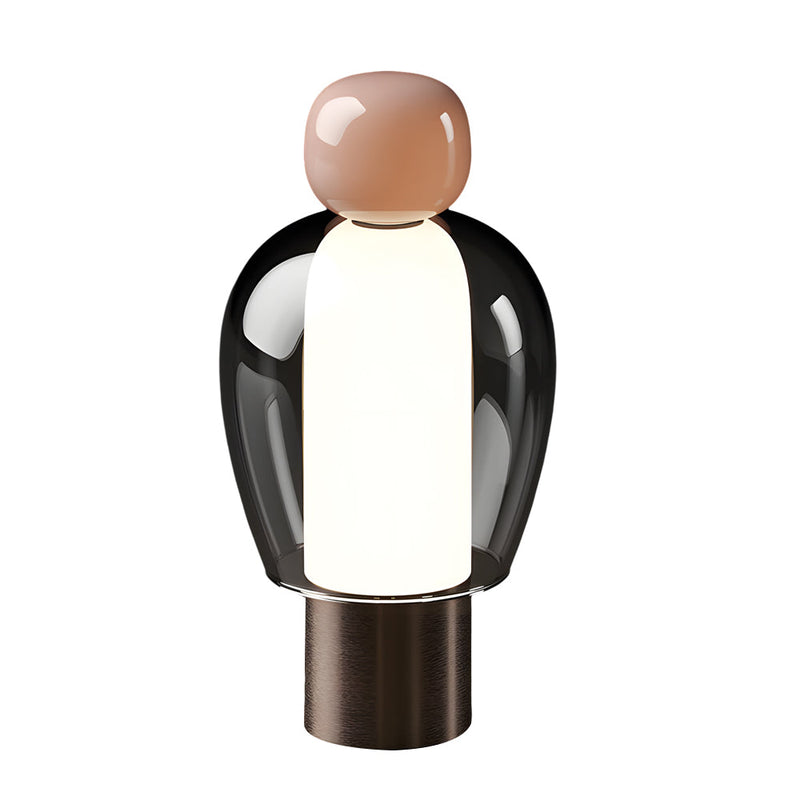LumiGlow - Trådløs bordlampe med dæmpbar LED og elegant glasdesign