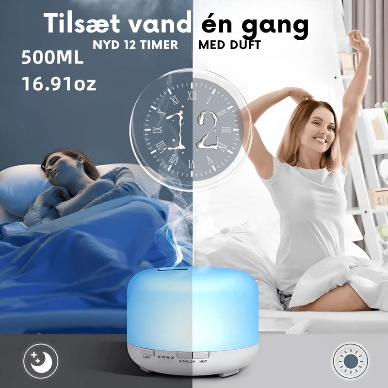 MistVibe – Fjernstyret aromaspreder med Bluetooth-højttaler og omgivende belysning