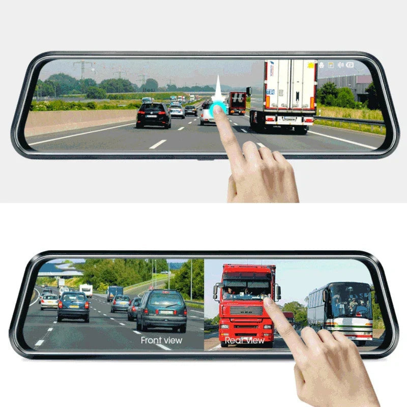VisionRide – Smart spejlkamera med 4K-opløsning, bilspil, Android Auto og sikkerhedsadvarsler