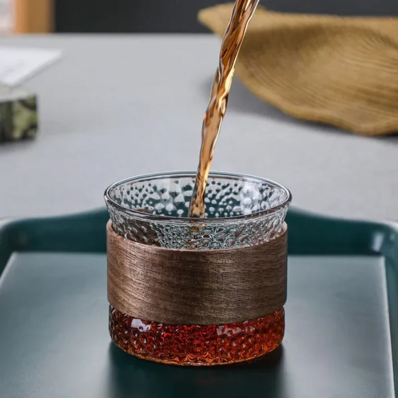 WoodFlow – Håndlavet Tumbler-Glas Sæt med Trædetalje og 130 ml Kapacitet