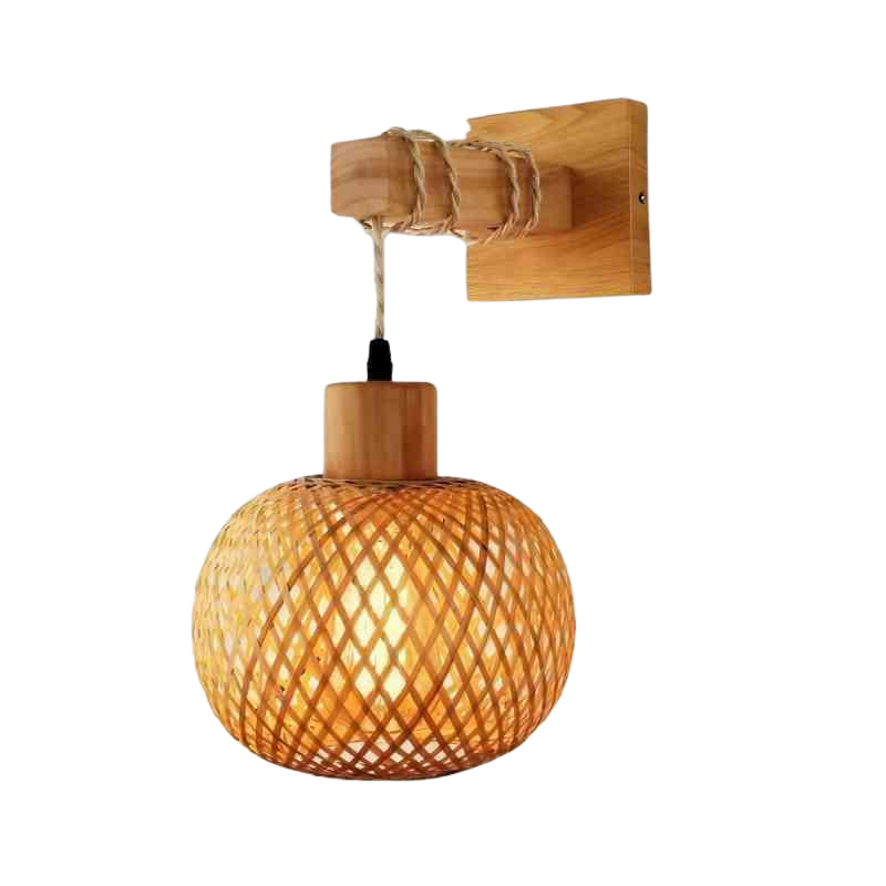 BambooGlow – Japansk Hul Træ Væglampe